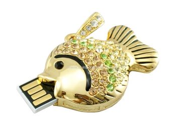 Gold Fish Shape Jewelry USB Flash Drive