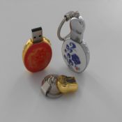 Ceramic Gift USB Flash Disk with Keychain images