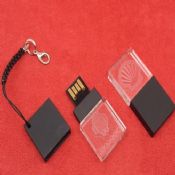 Crystal Plastic mini usb flash drive with lanyard images