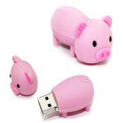 Lovely Rubber Cartoon Character Pig Shape usb flash drive images