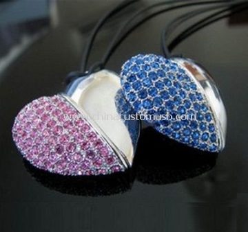 diamant coeur forme clé USB en cristal