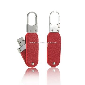 Rotated Keychain Leather USB Flash Drive