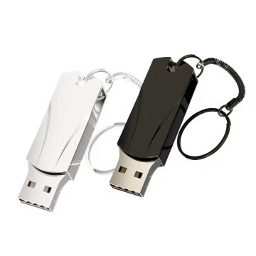 Classic Metal Rotary USB Flash Drive with Split Ring