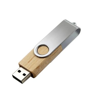 Mini Natural Wood Swivel USB Flash Drive