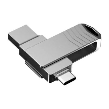 Dubbelanslutning metall roterande USB-minne