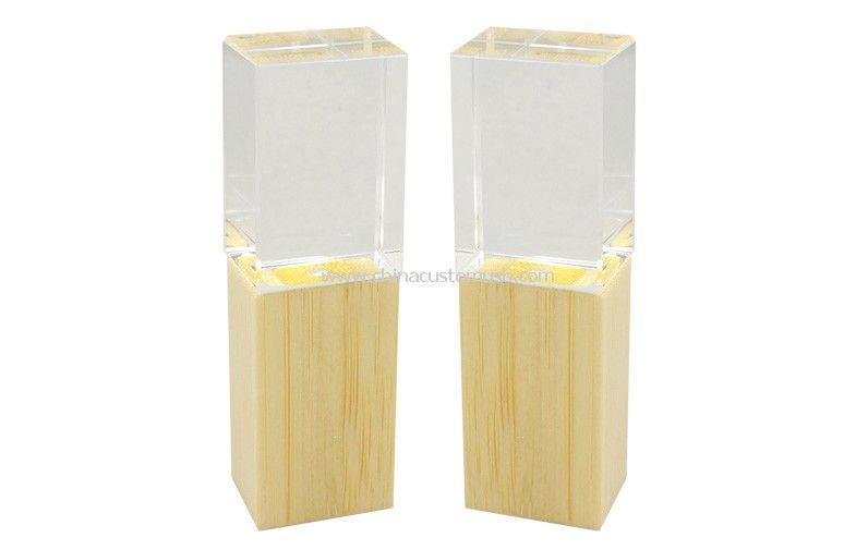 Bamboo Crystal 16gbusb Flash Drive With 3d Engraved Logo
