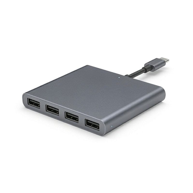 4-Port USB Hub with Flash Storage, Type-C Input