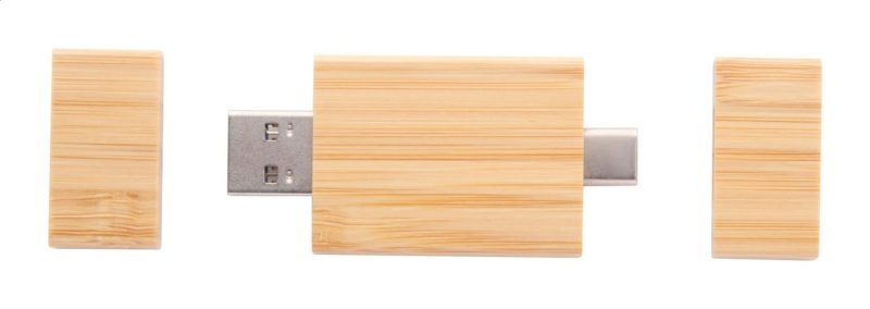 Bambu-USB-minne med dubbla kontakter och magnetiska lock