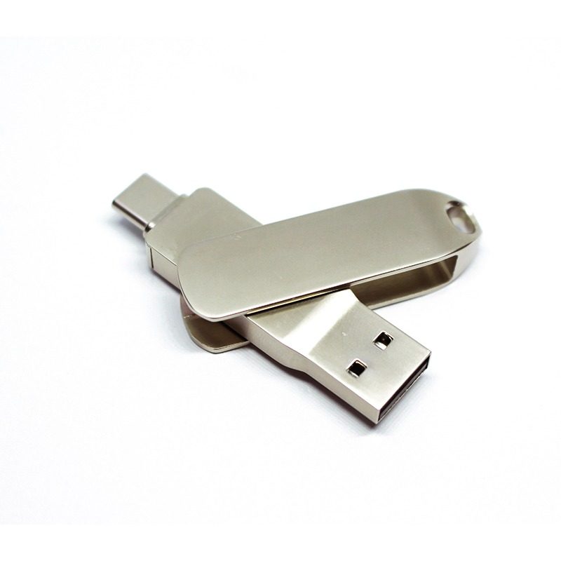Rotating Dual-Connector Metal USB Flash Drive