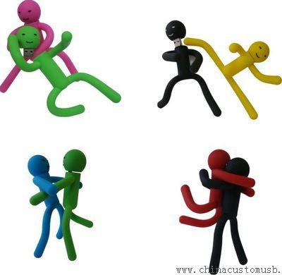 Forma PVC homem USB Flash Disk com suporte do telefone móvel