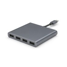 4-Port USB Hub with Flash Storage, Type-C Input