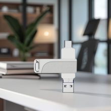 Dubbelanslutning Metall OTG USB-minne med vridbart band