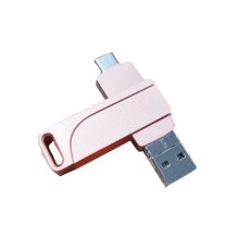 Dubbelanslutning Metall OTG USB-minne med vridbart band