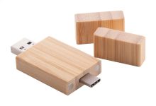 Bambu-USB-minne med dubbla kontakter och magnetiska lock