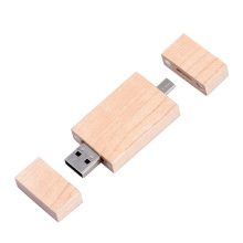Bambu-USB-minne med dubbla kontakter och magnetiska lock