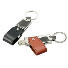 Leather Wrapped Swivel USB Flash Drive
