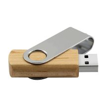 Mini Natural Wood Swivel USB Flash Drive