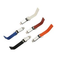 Leather Wrapped Slide Keyring Mini USB Flash Drive