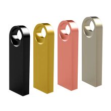 Slim Metal Sliding USB Flash Drive with Round Hanging Loop