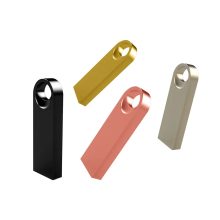 Slim Metal Sliding USB Flash Drive with Round Hanging Loop
