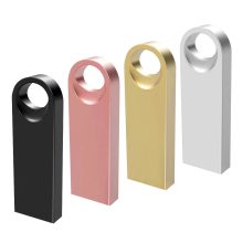 Slim Metal Sliding USB Flash Drive with Round Hanging Loop
