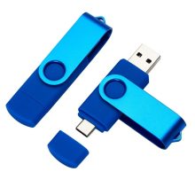 Dual Connector Swivel Metal Mini USB Flash Drive