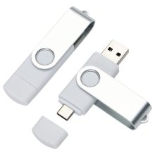 Dual Connector Swivel Metal Mini USB Flash Drive
