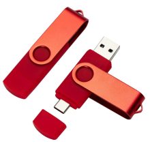Dual Connector Swivel Metal Mini USB Flash Drive