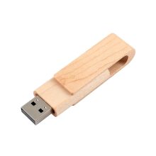 Rotary Natural Wood Dual-Plug USB Flash Drive