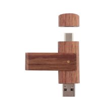 Rotary Natural Wood Dual-Plug USB Flash Drive