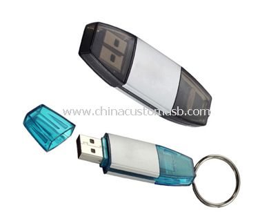 Plástico USB Flash Drive com chaveiro