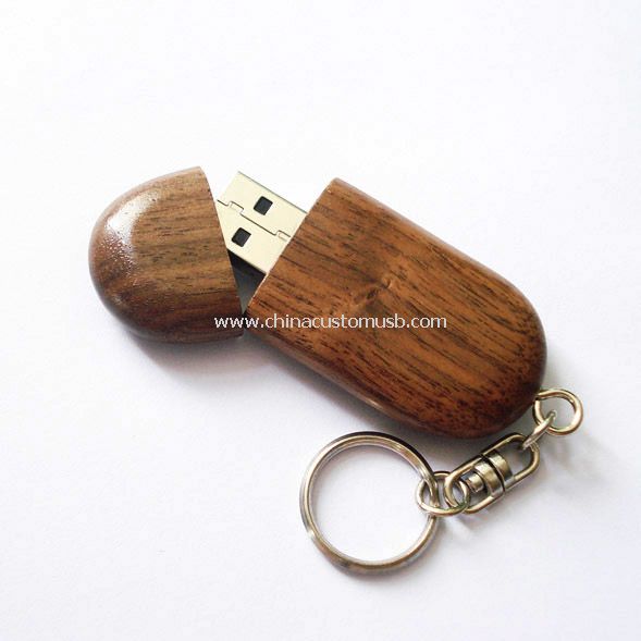 Gantungan kunci kayu USB Flash Drive