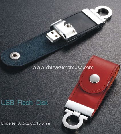 Couro chaveiro USB Flash Drive