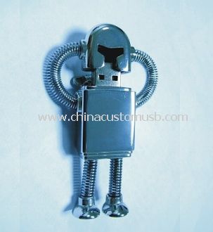 Metal Robot şekil USB birden parlamak yuvarlak yüzey