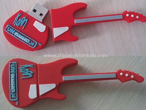 Forma de silicone guitarra USB Flash Drive