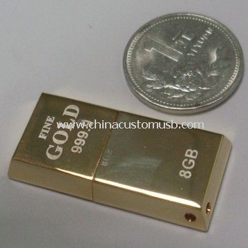 Mini moda barra metal usb disco de ouro