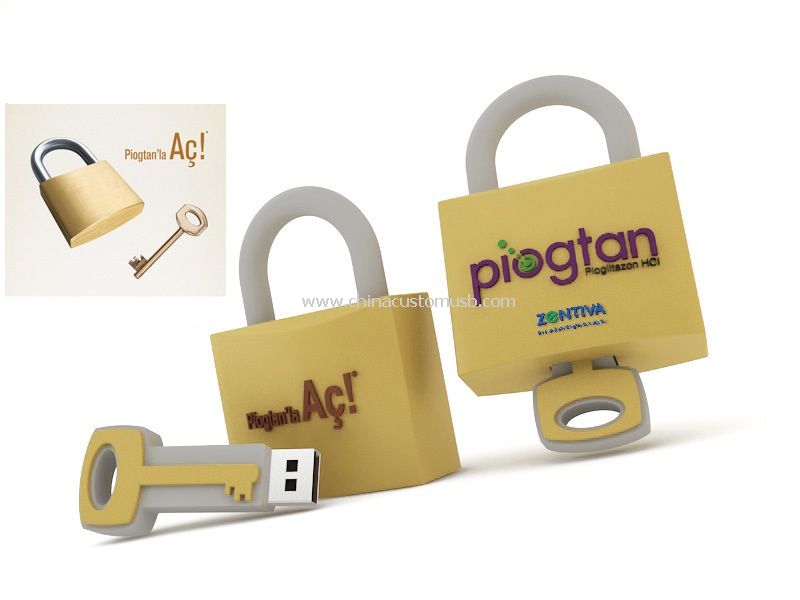 pvc usb flash drive in lock and key shape