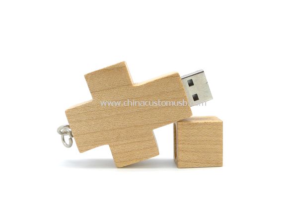 Croix de disque Flash USB en bois