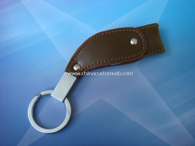 Leather keychain usb flash drive