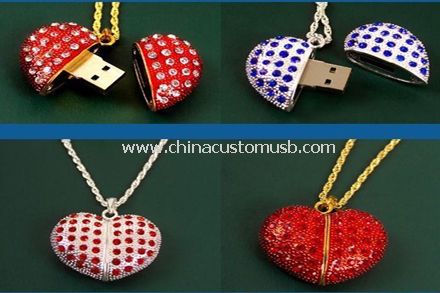 Forma de coração de joias USB Flash Drive
