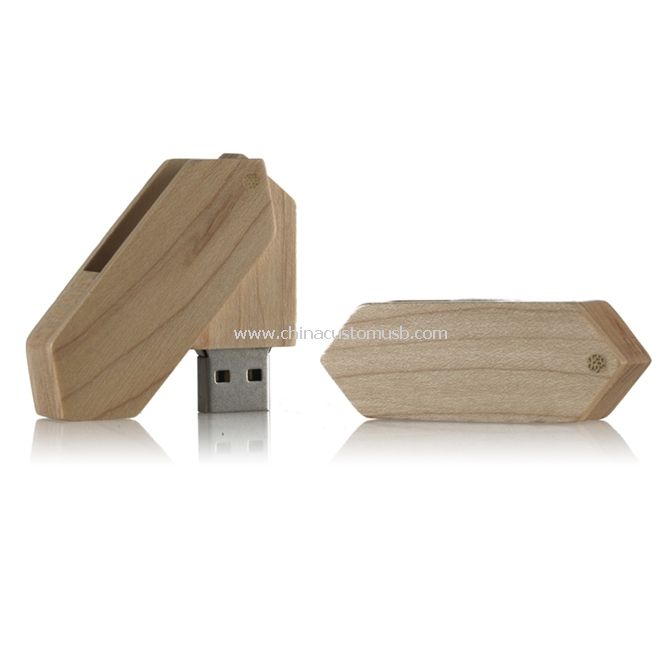 Aus Holz gedrehte USB Festplatte