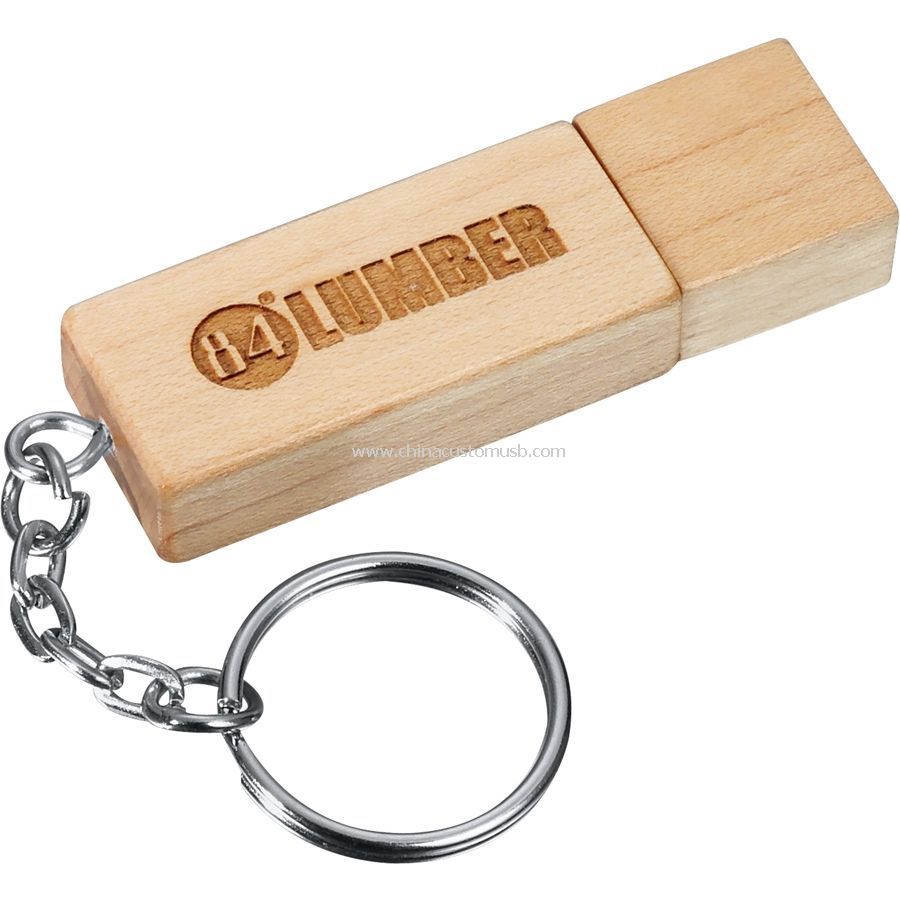 Wood USB Flash Drive with Keychain