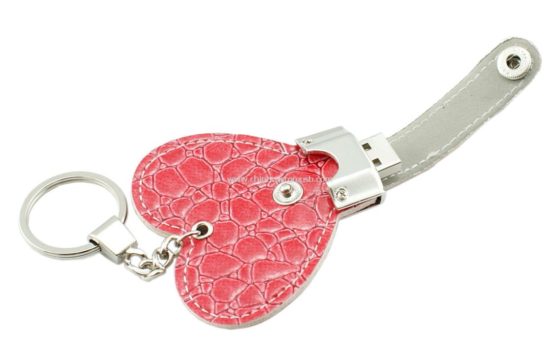 Disco USB a forma di cuore in pelle