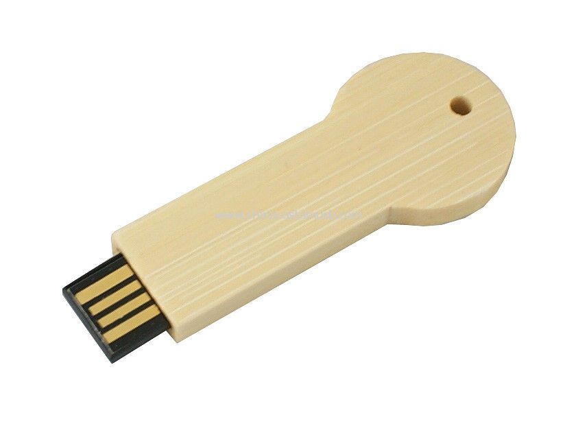 Key Shape Wood USB Flash Drive Stick With Silkscreen / Laser Engraving Logo