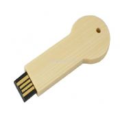Key Shape Wood USB Flash Drive Stick With Silkscreen / Laser Engraving Logo images