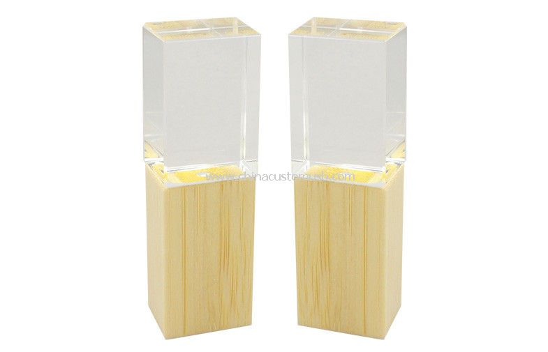 Bamboo Crystal 16gbusb Flash Drive With 3d Engraved Logo