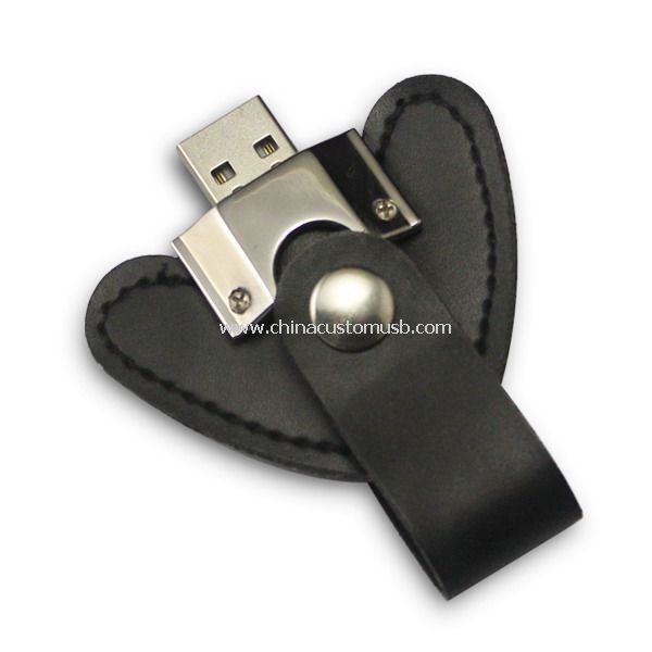Forma de coração de couro USB Flash Drive