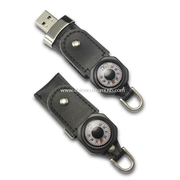 Pelle USB flash drive con bussola