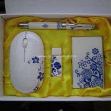 Azul e branco da porcelana aparência unidade Flash USB, caneta, Mouse images