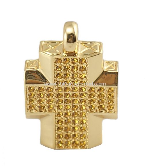 Złoty Krzyż kształt biżuterii USB błysk przejażdżka